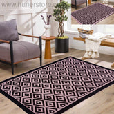 Rhombus Style - Black & Tea Pink (4ft x 6Ft)